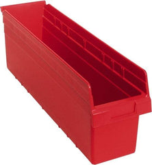 Quantum Storage - 23-5/8" Deep, Red Polypropylene Hopper Shelf Bin - 8" High x 6-5/8" Wide x 23-5/8" Long - Americas Tooling