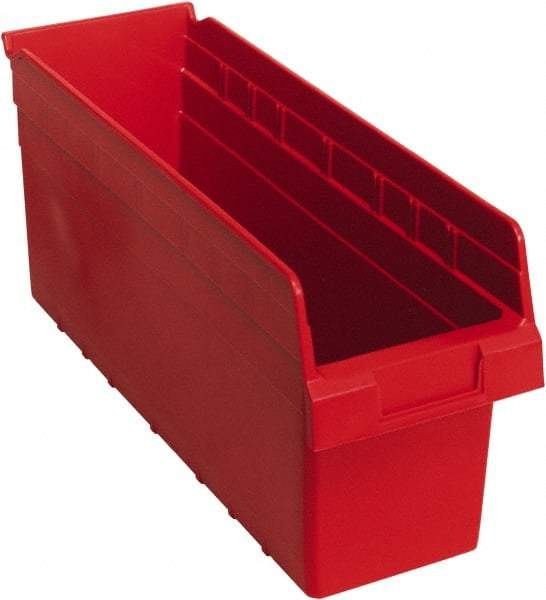 Quantum Storage - 17-7/8" Deep, Red Polypropylene Hopper Shelf Bin - 8" High x 6-5/8" Wide x 17-7/8" Long - Americas Tooling