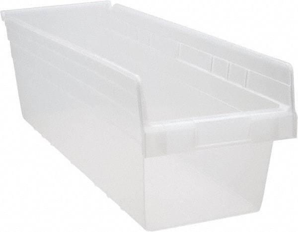 Quantum Storage - 23-5/8" Deep, Clear Polypropylene Hopper Shelf Bin - 8" High x 8-3/8" Wide x 23-5/8" Long - Americas Tooling