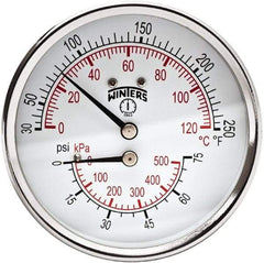 Winters - 3" Dial, 1/2 Thread, 0-75 Scale Range, Pressure Gauge - Center Back Connection Mount, Accurate to 0.03% of Scale - Americas Tooling