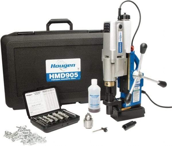 Hougen - 2" Travel, Portable Magnetic Drill Press - 250 & 450 RPM, 9 Amps, 1.5 hp, 1035 Watts - Americas Tooling