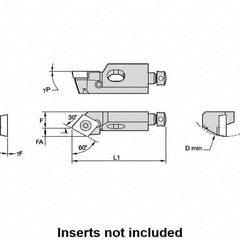 Kennametal - Series Screw-On, Left Hand, SCTP Toolholder Compatibility, CP.. Insert Compatibility, Indexable Turning Cartridge - Screw Holding Method, 32mm OAL x 7mm OAW x 11mm OAH - Americas Tooling