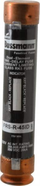 Cooper Bussmann - 250 VDC, 600 VAC, 45 Amp, Time Delay General Purpose Fuse - Fuse Holder Mount, 5-1/2" OAL, 20 at DC, 200 (RMS) kA Rating, 27mm Diam - Americas Tooling