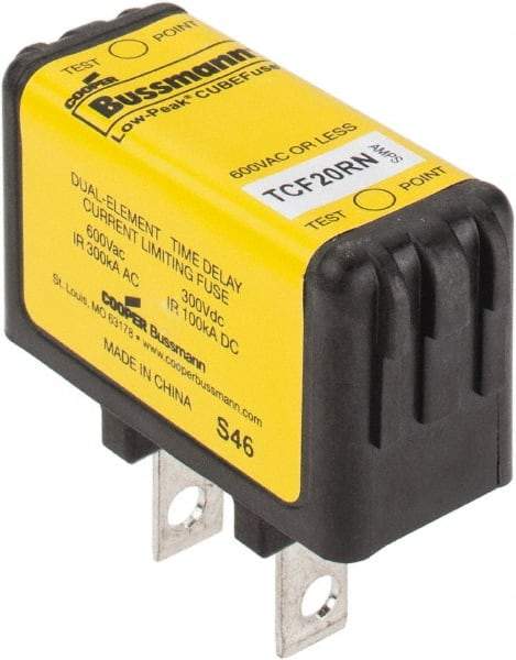 Cooper Bussmann - 300 VDC & 600 VAC, 20 Amp, Time Delay General Purpose Fuse - Plug-in Mount, 47.75mm OAL, 100 at DC, 200 (CSA RMS), 300 (UL RMS) kA Rating - Americas Tooling