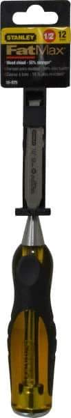 Stanley - 9" OAL x 1/2" Blade Width Wood Chisel - 1/2" Tip, Acetate & Rubber Grip Handle - Americas Tooling