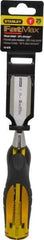 Stanley - 9" OAL x 1" Blade Width Wood Chisel - 1" Tip, Acetate & Rubber Grip Handle - Americas Tooling