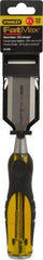 Stanley - 9" OAL x 1-1/4" Blade Width Wood Chisel - 1-1/4" Tip, Acetate & Rubber Grip Handle - Americas Tooling