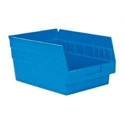 Quantum Storage - 50 Lb. Load Capacity, 11-5/8" Deep, Blue Polypropylene Hopper Shelf Bin - 6" High x 8-3/8" Wide x 11-5/8" Long - Americas Tooling