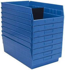 Quantum Storage - 50 Lb. Load Capacity, 17-7/8" Deep, Blue Polypropylene Hopper Shelf Bin - 6" High x 11-1/8" Wide x 17-7/8" Long - Americas Tooling