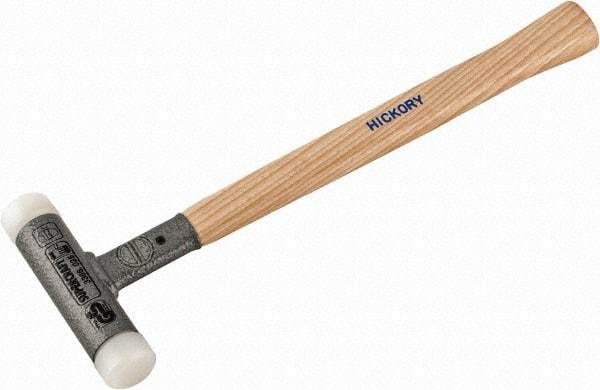 HALDER - 11 oz Head 1" Face Diam Nylon Dead Blow Hammer - 12" OAL, Hickory Handle - Americas Tooling