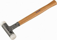 HALDER - 15 oz Head 1-3/16" Face Diam Nylon Dead Blow Hammer - 13" OAL, Hickory Handle - Americas Tooling