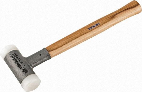 HALDER - 26 oz Head 1-1/2" Face Diam Nylon Dead Blow Hammer - 14" OAL, Hickory Handle - Americas Tooling