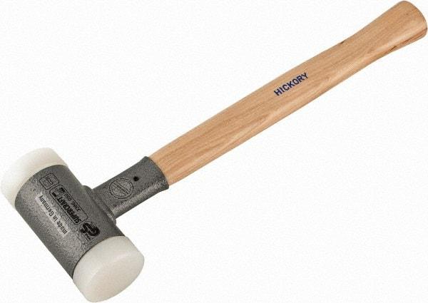 HALDER - 35 oz Head 2" Face Diam Nylon Dead Blow Hammer - 14-1/2" OAL, Hickory Handle - Americas Tooling