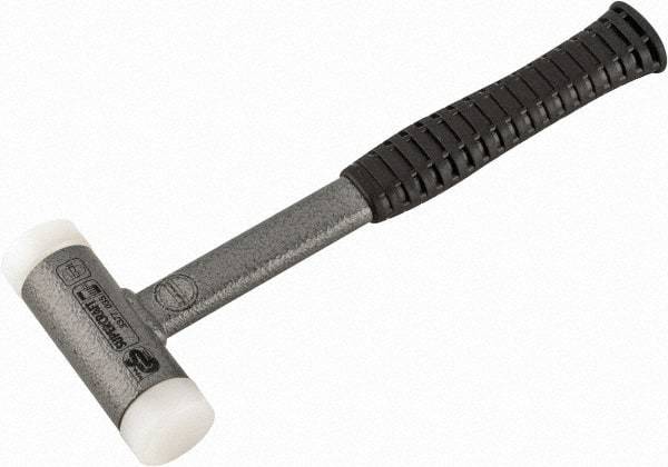 HALDER - 25 oz Head 1-3/8" Face Diam Nylon Dead Blow Hammer - 11-1/2" OAL, Steel Handle - Americas Tooling