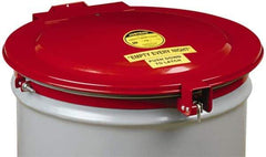 Justrite - 55 Gal, Steel Drum Cover - Hinged Self-Closing Drum Cover - Americas Tooling