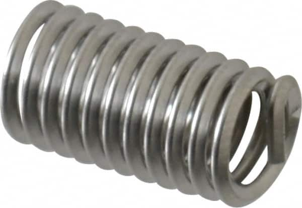 Recoil - #10-24 UNC, 0.57" OAL, Free Running Helical Insert - 11-3/8 Free Coils, Tanged, Stainless Steel, Bright Finish, 3D Insert Length - Americas Tooling