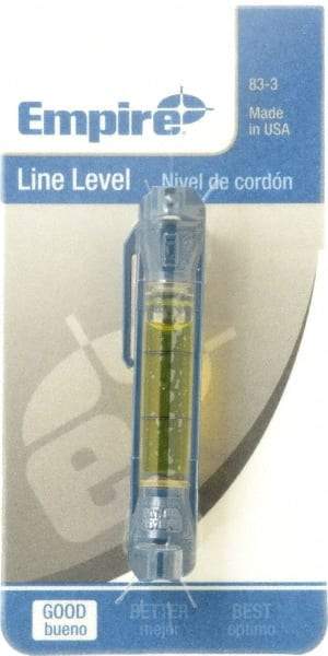 Empire Level - 1 Vial, 3" Long, Plastic Line Level - 5/8" High x 1/2" Wide, Yellow - Americas Tooling