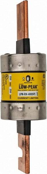 Cooper Bussmann - 250 VAC/VDC, 400 Amp, Time Delay General Purpose Fuse - Bolt-on Mount, 8-5/8" OAL, 100 at DC, 300 at AC (RMS) kA Rating, 2-3/8" Diam - Americas Tooling