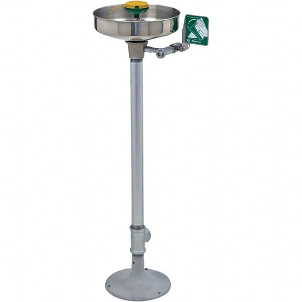 Haws - 15" Wide x 38" High, Pedestal Mount, Stainless Steel Bowl, Eye & Face Wash Station - 11" Inlet, 3.7 GPM Flow Rate - Americas Tooling