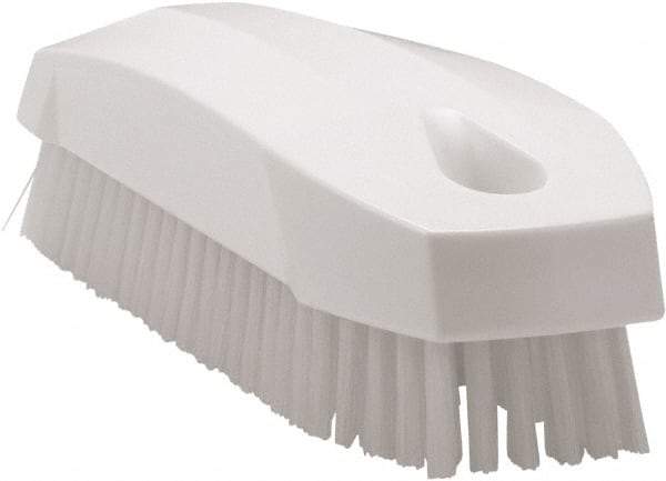 Vikan - 0.7" Bristle Length, Polyester Scrub Brush - 1-1/2" Wide Head, 4-1/2" OAL, White, Polypropylene Block - Americas Tooling