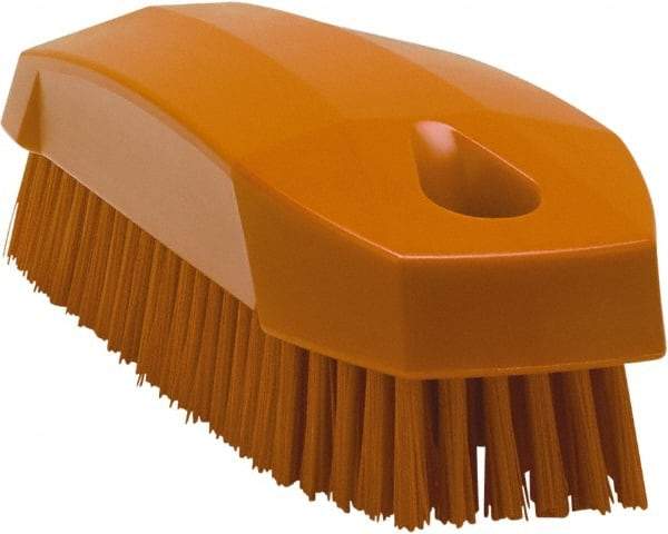 Vikan - 0.7" Bristle Length, Polyester Scrub Brush - 1-1/2" Wide Head, 4-1/2" OAL, Orange, Polypropylene Block - Americas Tooling