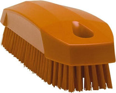 Vikan - 0.7" Bristle Length, Polyester Scrub Brush - 1-1/2" Wide Head, 4-1/2" OAL, Orange, Polypropylene Block - Americas Tooling