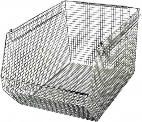 Quantum Storage - 175 Lb. Load Capacity, 18-1/2" Deep, Chrome Hopper Stacking Bin - 10-1/8" High x 11" Wide x 18-1/2" Long - Americas Tooling