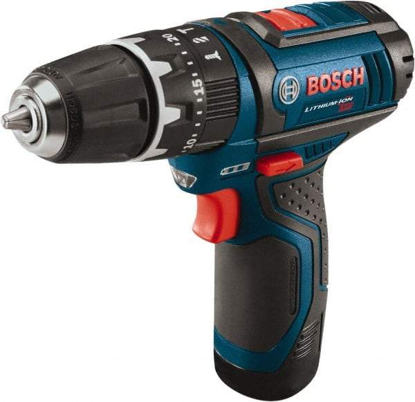 Bosch - 12 Volt 3/8" Keyless Chuck Cordless Hammer Drill - 0 to 19,500 BPM, 0 to 1,300 RPM, Reversible - Americas Tooling