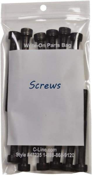 C-LINE - 4-3/4" Long x 8" Wide x 6-7/8" High, 0.002 mil Thick, Self Seal Antistatic Poly Bag - Clear & White - Americas Tooling