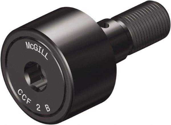 McGill - 2-1/2" Roller Diam x 1-1/2" Width, 1" Stud Diam x 2-1/4" Length, Crowned Sealed Stud Cam Follower with Hex - Steel, 1" Thread Length, 1-14 Thread, 3.78" OAL, 11,720 Lb Dynamic Cap, 16,450 Lb Static Cap - Americas Tooling