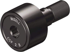 McGill - 1-1/2" Roller Diam x 7/8" Width, 5/8" Stud Diam x 1-1/2" Length, Crowned Sealed Stud Cam Follower with Hex - Steel, 3/4" Thread Length, 5/8-18 Thread, 2.41" OAL, 4,840 Lb Dynamic Cap, 5,640 Lb Static Cap - Americas Tooling