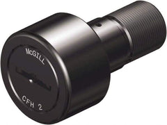 McGill - 1-3/8" Roller Diam x 3/4" Width, 1/2" Stud Diam x 1-1/4" Length, Heavy Stud Cam Follower - Steel, 5/8" Thread Length, 3/4-16 Thread, 2.03" OAL, 3,930 Lb Dynamic Cap, 8,500 Lb Static Cap - Americas Tooling