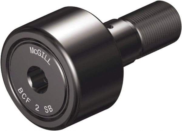 McGill - 2-1/4" Roller Diam x 1-1/4" Width, 7/8" Stud Diam x 2" Length, Sealed Self Lubricating Stud Cam Follower with Nonmetallic Bushing and Hex - Steel, 1" Thread Length, 7/8-14 Thread, 3.28" OAL - Americas Tooling