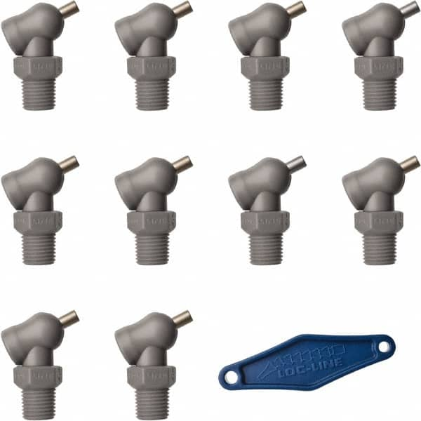 Loc-Line - 1/4" Hose Inside Diam x 5/32" Nozzle Diam, High-Pressure Coolant Hose Nozzle - NPT, for Use with Loc-Line Modular Hose System, 10 Pieces - Americas Tooling