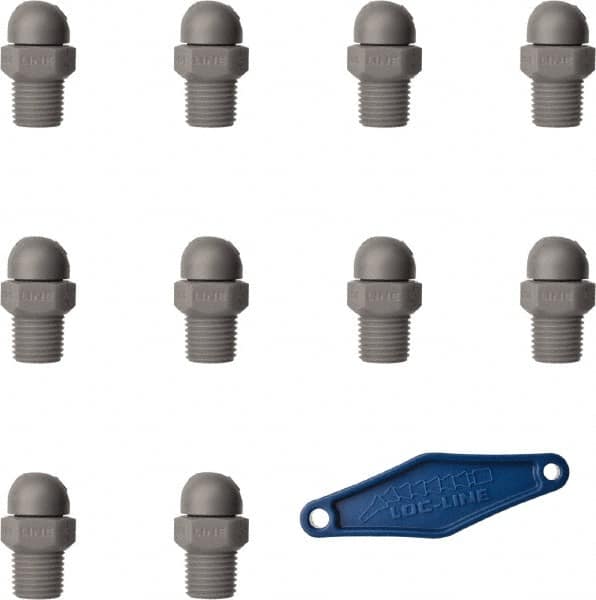 Loc-Line - 1/4" Hose Inside Diam x 5/32" Nozzle Diam, High-Pressure Coolant Hose Nozzle - NPT, for Use with Loc-Line Modular Hose System, 10 Pieces - Americas Tooling