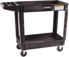 Sunex Tools - 500 Lb Capacity, 18" Wide x 41" Long x 33-1/2" High Standard Utility Cart - 2 Shelf, Plastic, Hard Rubber Casters - Americas Tooling