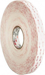 3M - 1/2" x 36 Yd Acrylic Adhesive Double Sided Tape - 45 mil Thick, White, Acrylic Foam Liner, Continuous Roll, Series 4950 - Americas Tooling