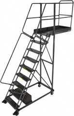 Ballymore - 156" 12 Step Cantilever Ladder - Rolling Safety Ladder, 300 Lb Capacity, 120" Platform Height, 32" Base Width x 84" Base Depth, Serrated - Americas Tooling