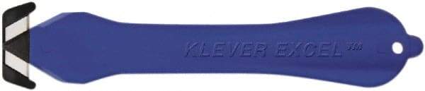 Klever Innovations - Fixed Safety Cutter - 1-1/4" Carbon Steel Blade, Blue Plastic Handle, 1 Blade Included - Americas Tooling