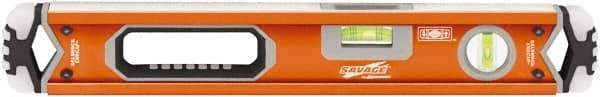 SAVAGE by SWANSON - 18" Long 3 Vial Box Beam Level - Aluminum, Orange - Americas Tooling