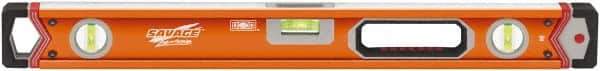 SAVAGE by SWANSON - 24" Long 3 Vial Box Beam Level - Aluminum, Orange - Americas Tooling