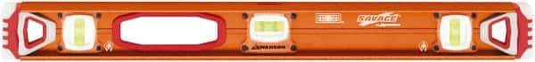 SAVAGE by SWANSON - Magnetic 24" Long 3 Vial I-Beam Level - Aluminum, Orange - Americas Tooling