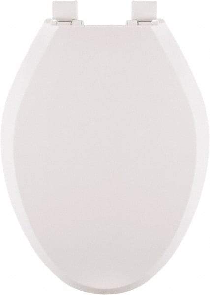 CENTOCO - 18.6 Inch Long, 1-3/4 Inch Inside Width, Polypropylene, Elongated, Closed Front with Cover, Toilet Seat - 14 Inch Outside Width, Residential Installation, White - Americas Tooling