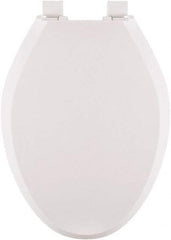 CENTOCO - 18.6 Inch Long, 1-3/4 Inch Inside Width, Polypropylene, Elongated, Closed Front with Cover, Toilet Seat - 14 Inch Outside Width, Residential Installation, White - Americas Tooling