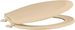 CENTOCO - 18.11 Inch Long, 1-3/4 Inch Inside Width, Polypropylene, Elongated, Closed Front with Cover, Toilet Seat - 14 Inch Outside Width, Residential Installation, Bone and Almond - Americas Tooling