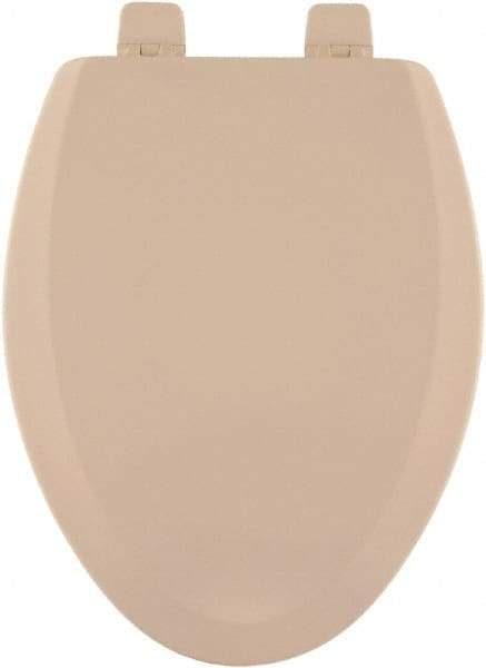 CENTOCO - 18.9 Inch Long, 2 Inch Inside Width, Polypropylene and Wood Plastic Composite, Elongated, Closed Front with Cover, Toilet Seat - 14 Inch Outside Width, Residential Installation, Bone and Almond - Americas Tooling