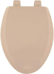 CENTOCO - 18.9 Inch Long, 2 Inch Inside Width, Polypropylene and Wood Plastic Composite, Elongated, Closed Front with Cover, Toilet Seat - 14 Inch Outside Width, Residential Installation, Bone and Almond - Americas Tooling