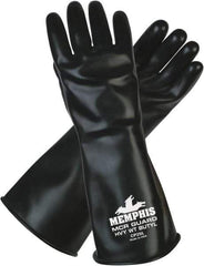 MCR Safety - Size S (7), 14" Long, 25 mil Thick, Butyl Chemical Resistant Gloves - Smooth Finish, Black - Americas Tooling