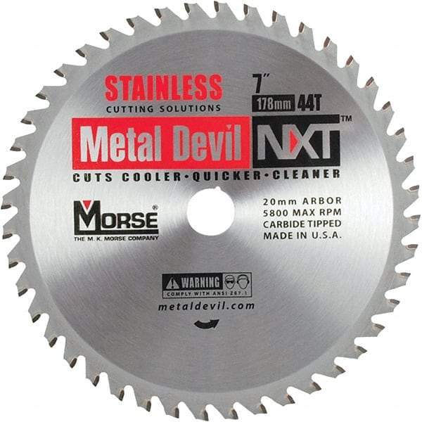 M.K. MORSE - 7" Diam, 20mm Arbor Hole Diam, 44 Tooth Wet & Dry Cut Saw Blade - Carbide-Tipped, Clean Action, Standard Round Arbor - Americas Tooling