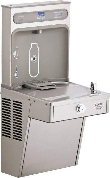 ELKAY - 8 GPH Cooling Capacity Barrier Free Wall Mounted Water Cooler & Fountain - Bottle Filling, 20 to 105 psi, 0.20 hp, Stainless Steel - Americas Tooling